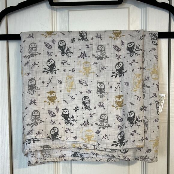 MiracleWare Miracle Blanket Forest Owl Cream Gray Yellow Cotton Lightweight - Picture 1 of 5